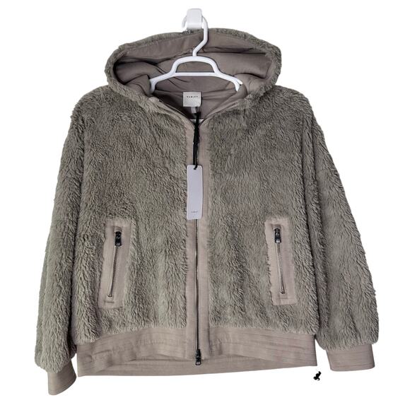 Varley Women's Small Dylan Jacket High Pile Teddy Fleece Full Zip Hood Taupe NWT - Picture 1 of 8